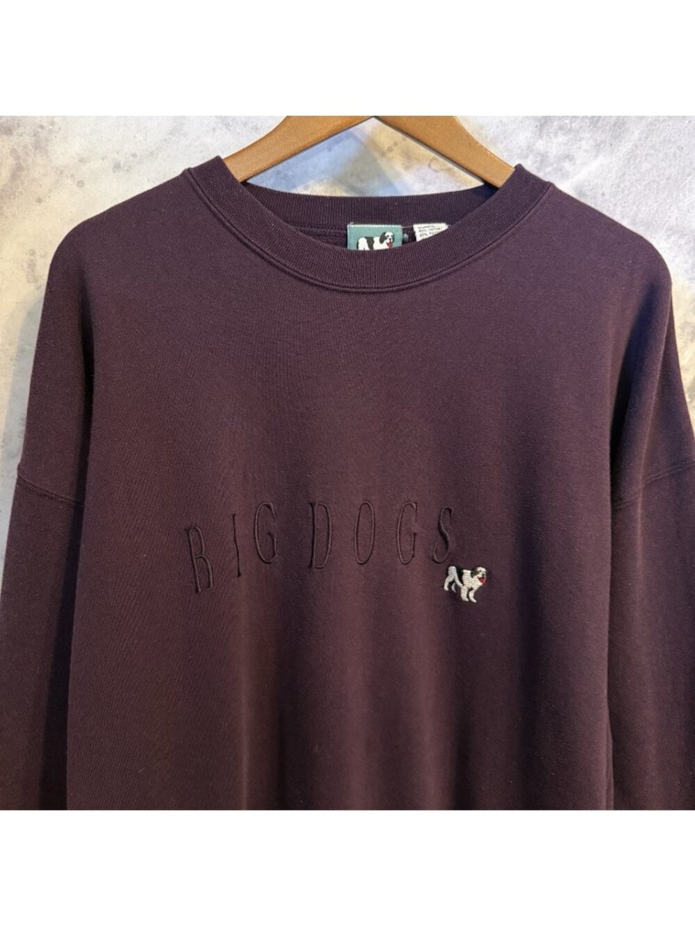 Vintage Big Dogs Sweatshirt Mens XL Deep Purple Crew Neck Embroidered